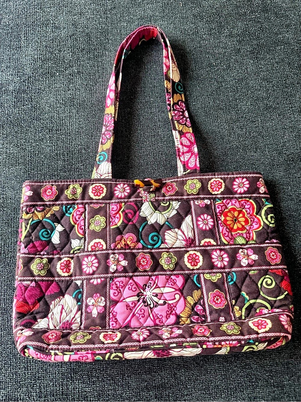 Vera Bradley Floral Tote in Pink & Black